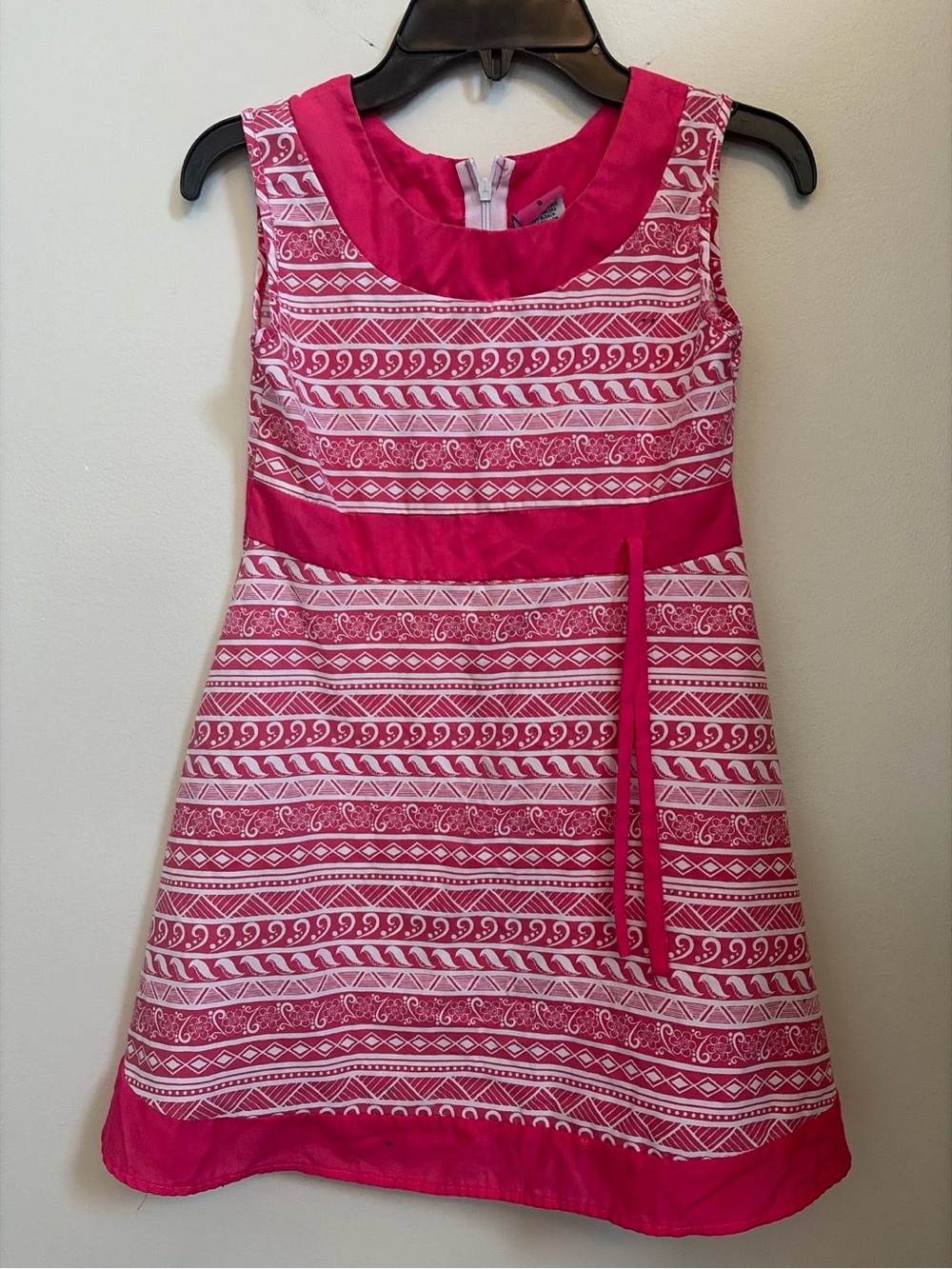 Girls Pink Patterned Casual Dress